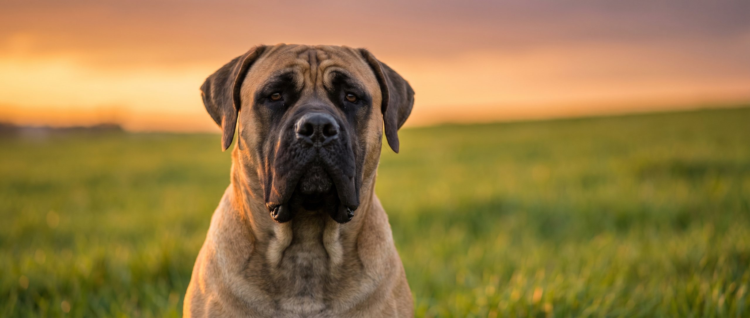 Powerful South African Boerboel head and chest at golden hour in an open field — Exotic Boerboels, Cleveland Ohio